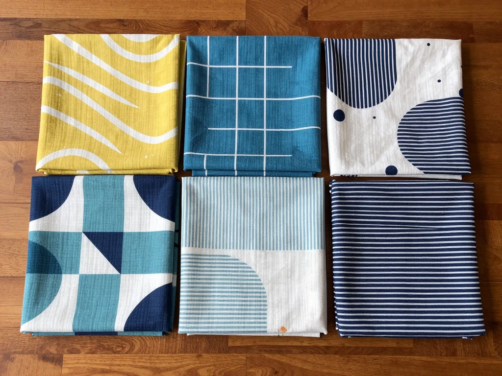 Designer decorative textile set with geometric patterns